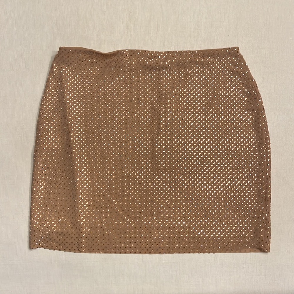 NWT MESHKI Andrea Diamante Mini Skirt - Nude - Picture 7 of 7